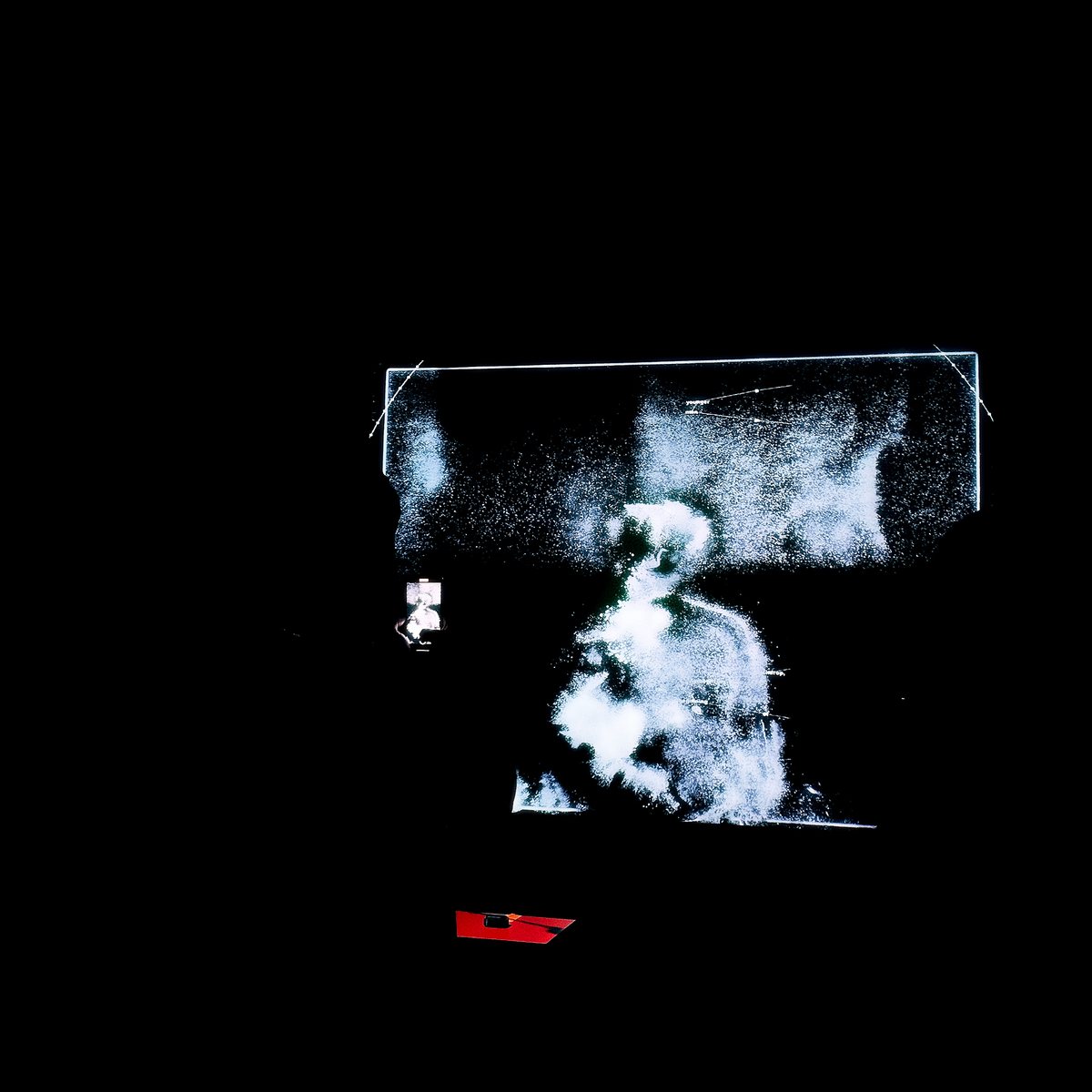 Detail of a generated image dissolving on the screen